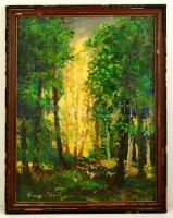 Tihanyi János Lajos (1892-1957): Erdő részlet. Olaj, vászon, jelzett, fa keretben, 80×60 cm