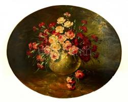 Dietrich Adolf (1869-1953): Virágcsendélet. Olaj, falemez, 60×75 cm