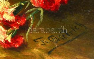 Dietrich Adolf (1869-1953): Virágcsendélet. Olaj, falemez, 60×75 cm