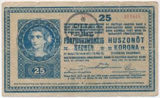 1918. 25K "3108" 3mm, hullámos hátlappal, hamis "Citta di Fiume" felülbélyegzéssel (fake overprint) T:III- kis ly.