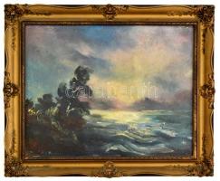 Matskássy Pál (?-?): Háborgó tenger. Olaj, karton, jelzett, keretben, 28×35 cm