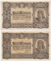 1923. 100K (2x) egyik Magyar Pénzjegynyomda Rt. nyomdahely jelöléssel, másik jelölés nélkül T:III