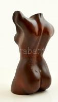 Guba jelzéssel: Női torzó, festett faragott fa, m:24 cm