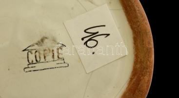 Habán stílusú patikaedény, replika, kézzel festett, jelzett, lepattanással, m: 17 cm