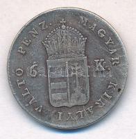 1849NB 6kr Ag előlapja átvésve "Aradi Emlék 6dik Oct: 1849" T:2-,3