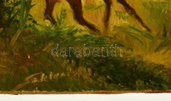 Olvashatatlan jelzéssel: Őzek, olaj, farost, 10x15 cm