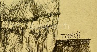 Tardi Kovács Sándor (1938-): Intő szóval, tus, papír, jelzett, 17x25 cm