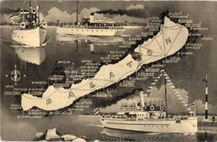 Balaton, hajók - 13 db modern képeslap / 13 modern postcards