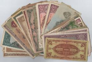 1930-1946. 52db-os vegyes pengő tétel, közte "A Vöröshadsereg Parancsnoksága" bankjegyek i...