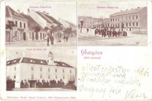1899 Galgóc, Hlohovec; Ferenc József tér, üzletek, Gróf Erdődy várkastély. Szold Jakab kiadása / square, shops, castle (EK)