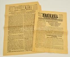 1937, 43 A pozsonyi Barázda c. néplap egy száma.és a kézdivásárhelyi Székely Újság egy száma