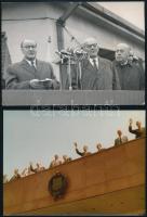 cca 1960-1980 Kádár János rendezvényeken, 4 db fotó, közte sajtófotó is, egy részük feliratozva, kül...
