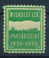 1936 Miskolci Izraelita Ipartársulat zöld-fehér levélzáró