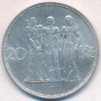 Csehszlovákia 1934. 20K Ag "Ipar, mezőgazdaság, üzlet" T:1-,2 
Czechoslovakia 1934. 20 Ko...