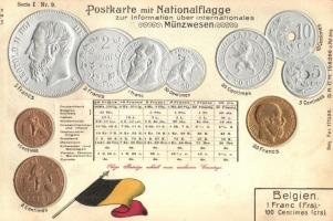 Belgien / Belgian set of coins, flag. Emb. litho