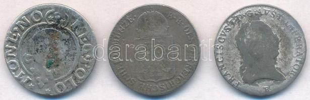 Vegyes: Ausztria 1821B 3kr Ag + 1849A 6kr Ag + Lengyel Királyság 1622. Poltorak Ag "III. Zsigmo...