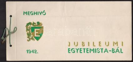 1942 Jubileumi Egyetemista Bál meghívója 6p.