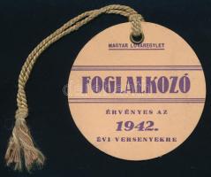 1942 a Magyar Lovaregylet éves foglalkozó jegye