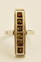 Ezüst (Ag.) gyűrű borostyánnal, méret:55, bruttó: 6 g,