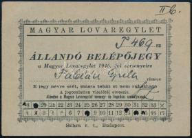 1946 a Magyar Lovaregylet éves állandó belépőjegye