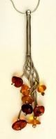 Ezüst (Ag.) nyaklánc borostyánnal, h:50 cm, bruttó: 10 g,