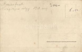 1917 Román front, Virágvápa-völgy, 1/1 39. üteg katonái, csoportkép / WWI K.u.K. military, Romanian ...