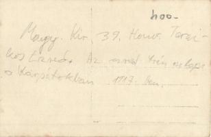 1917 Kárpátok, Magy. kir. 39. honvéd Tarackos ezred trén oszlopa (málhás szekerek menetoszlopa és le...