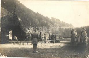 1916 Tábori mise az orosz fronton a Kárpátokban / WWI K.u.k. military camp mass at the Russian front in the Carpathians, photo