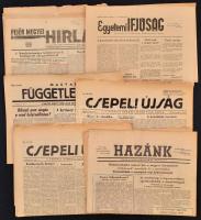 1956 9 db különböző forradalom ideje alatt megjelent újság a forradalom híreivel, decemberig, nagyrészt jó állapotban