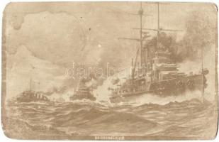 1916 SMS Tegetthoff, osztrák-magyar haditengerészet Tegetthoff-osztályú csatahajój / K.u.K. Kriegsmarine, SMS Tegetthoff, B. Padovan Trieste photo (worn corners)