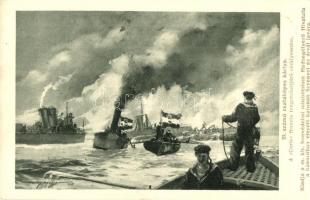 WWI K.u.K. Kriegsmarine Naval battle, sinking French submarine, '39. számú csataképes kártya'. A Curie francia tengeralattjáró elsüllyesztése; A Hadsegélyező Hivatal kiadása