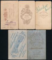 cca 1880-1910 Portrék, 4 db keményhátú fotó pesti, miskolci, soproni, stb. műtermekből, különböző mé...
