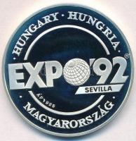 Lebó Ferenc (1960-) 1992. Expo 92 Sevilla - Magyarország / Európában, Európáért jelzett Ag emlékérem dísztokban (31,1g/0.925/42,5mm) T:PP