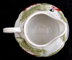 Jelzett távol keleti kis kiöntő, kézzel festett, kopott, 10×12 cm