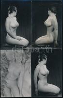 4 db szolidan erotikus aktfotó, 14×9 cm