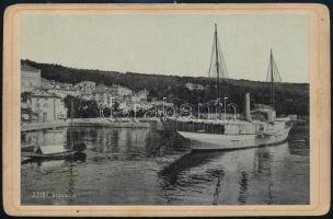 cca 1900 Kikötői látképek: Volosca, Lovrana (a Száva gőzössel a háttérben), Ika, 3 db keményhátú fotó, feliratozva, 11×16,5 cm