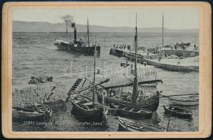 cca 1900 Kikötői látképek: Volosca, Lovrana (a Száva gőzössel a háttérben), Ika, 3 db keményhátú fot...