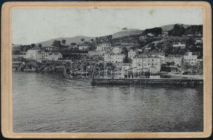 cca 1900 Kikötői látképek: Volosca, Lovrana (a Száva gőzössel a háttérben), Ika, 3 db keményhátú fot...