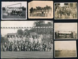 cca 1920-1980 Régi idők focija, 19 db futballélettel kapcsolatos fotó, többek között a rákoscsabai csapatról, egy részük hátulján feliratozva, különböző méretben