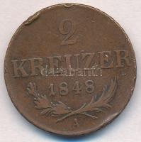 Ausztria 1848A 2kr Cu T:2- ph. Austria 1848A 2 Kreuzer Cu C:VF edge error Krause KM#2188
