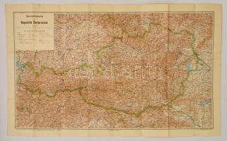1920 Deutschösterreich / Ausztria térképe. Érdekessége, hogy Sopron és a környező települések még Ausztria részeként vannak feltüntetve. / 1920 Map of Deutschösterreich. On the map Sopron/Ödenburg and the neighboring villages are shown as part of Austria 90x50 cm
