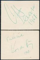 Táncdalénekesek aláírásai papírlapokon: Sárosi Kati, Kovács Kati, Poór Klára, Szörényi Levente, Kord...