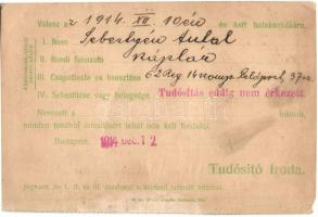 1914 II. Portómentes Válasz Levelezőlap. A magyar vörös kereszt tudósító irodája (EM)