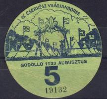 1933. Jamboree utazási kitűző / Papier-Abzeichen für Eisenbahnfahrt, Unterlager 5