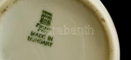 Zsolnay virág mintás váza, matricás, jelzett, hibátlan, m: 13,5 cm