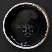 Retro Ikebana tál, mázas kerámia, jelzett (K), hibátlan,  d:17 cm, m:7,5 cm