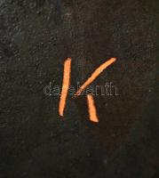 Retro Ikebana tál, mázas kerámia, jelzett (K), hibátlan,  d:17 cm, m:7,5 cm