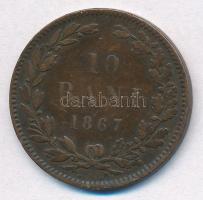 Románia 1867. 10b Cu "Heaton" T:2,2- ph. 
Romania 1867. 10 Bani Cu "Heaton" C:X...