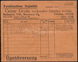 1924-1944 Ügetőverseny fogadócédulája (Czinte Gyula bookmaker fogadási irodája) + lóverseny programfüzet