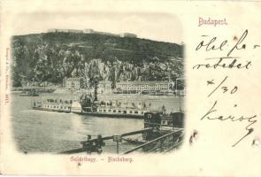 1898 Budapest XI. Gellérthegy, Hattyú gőzüzemű ingahajó. gránátrepesz által sérült lap (b)